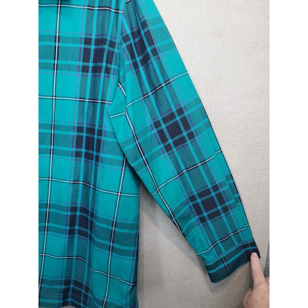 Coldwater Creek Cotton Blend Green Plaid Long Sleeve Button-Up Tunic Size 1X - Picture 2 of 5